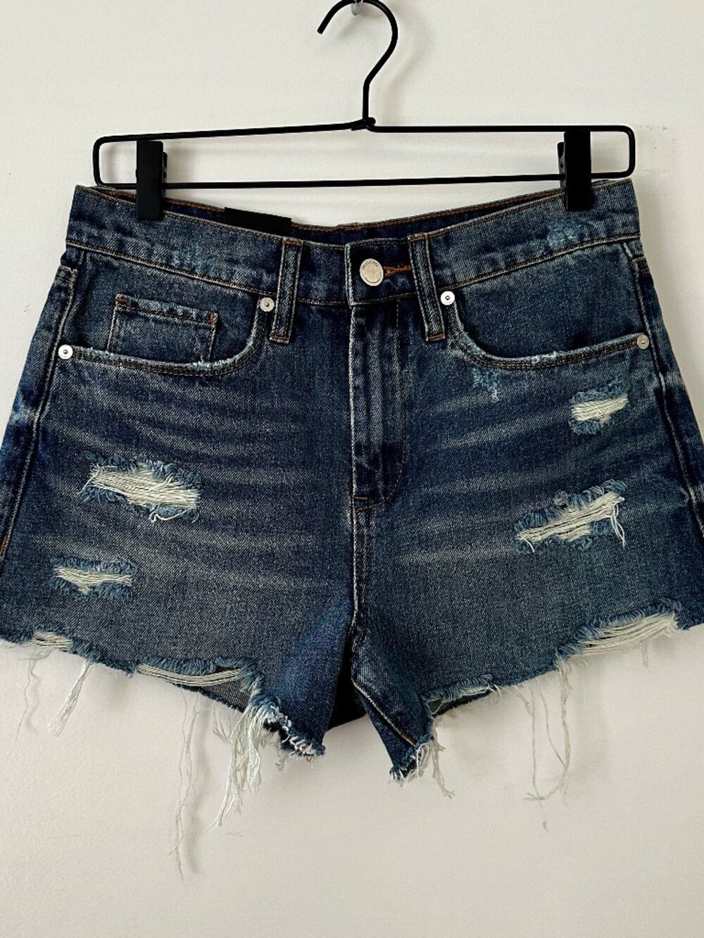 NWT Blank NYC 'The Barrow' High-Rise Distressed Denim Shorts Sz 27